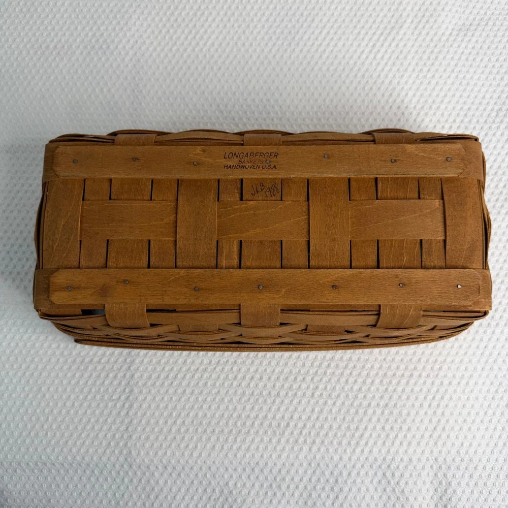 Longaberger 1988 Handwoven Rectangular Basket 13x5.5x4 Vintage Farmhouse Decor